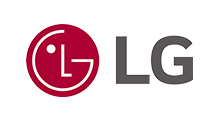 LG logo: a red circle with a stylized face and the letters 