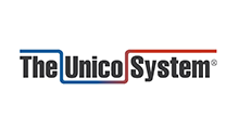 The Unico System logo with text in black, blue, and red.
