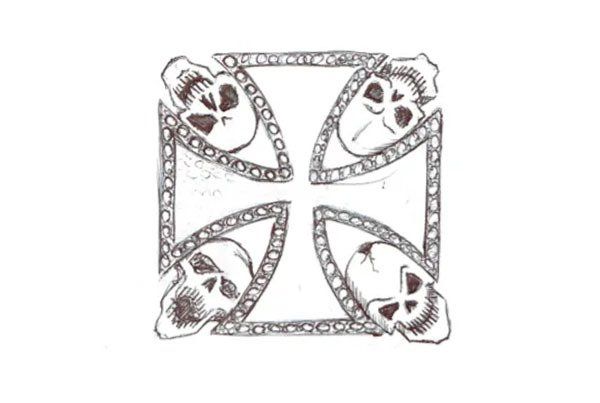 Men's Floral Skull Ring