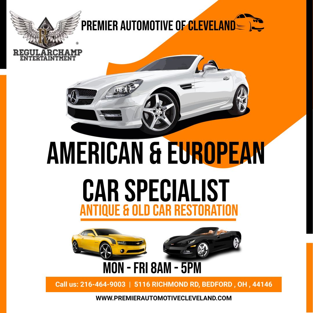 an advertisement for an American and European car specialist