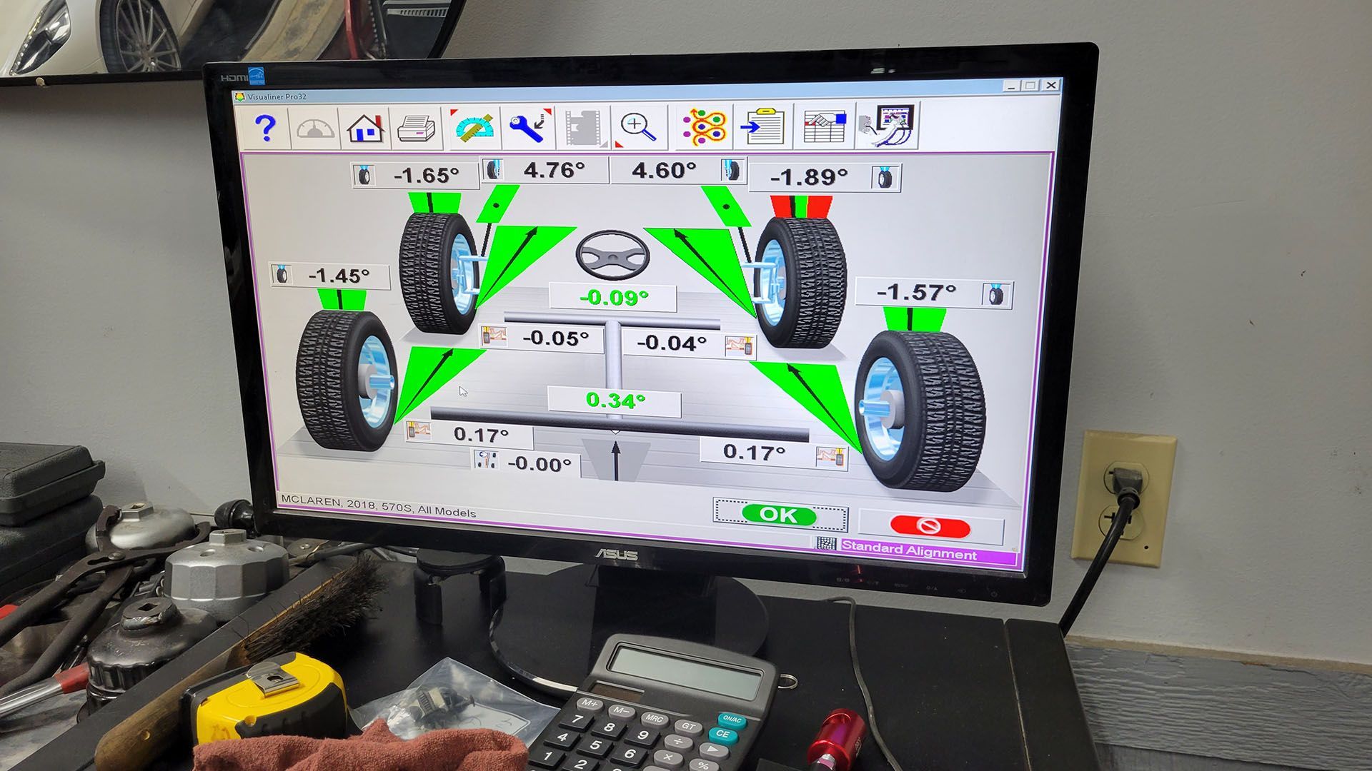 A computer monitor with a picture of a tire on it