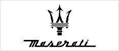 A black and white maserati logo on a white background.