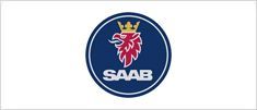 The logo for saab is a blue circle with a red lion and a crown on it.