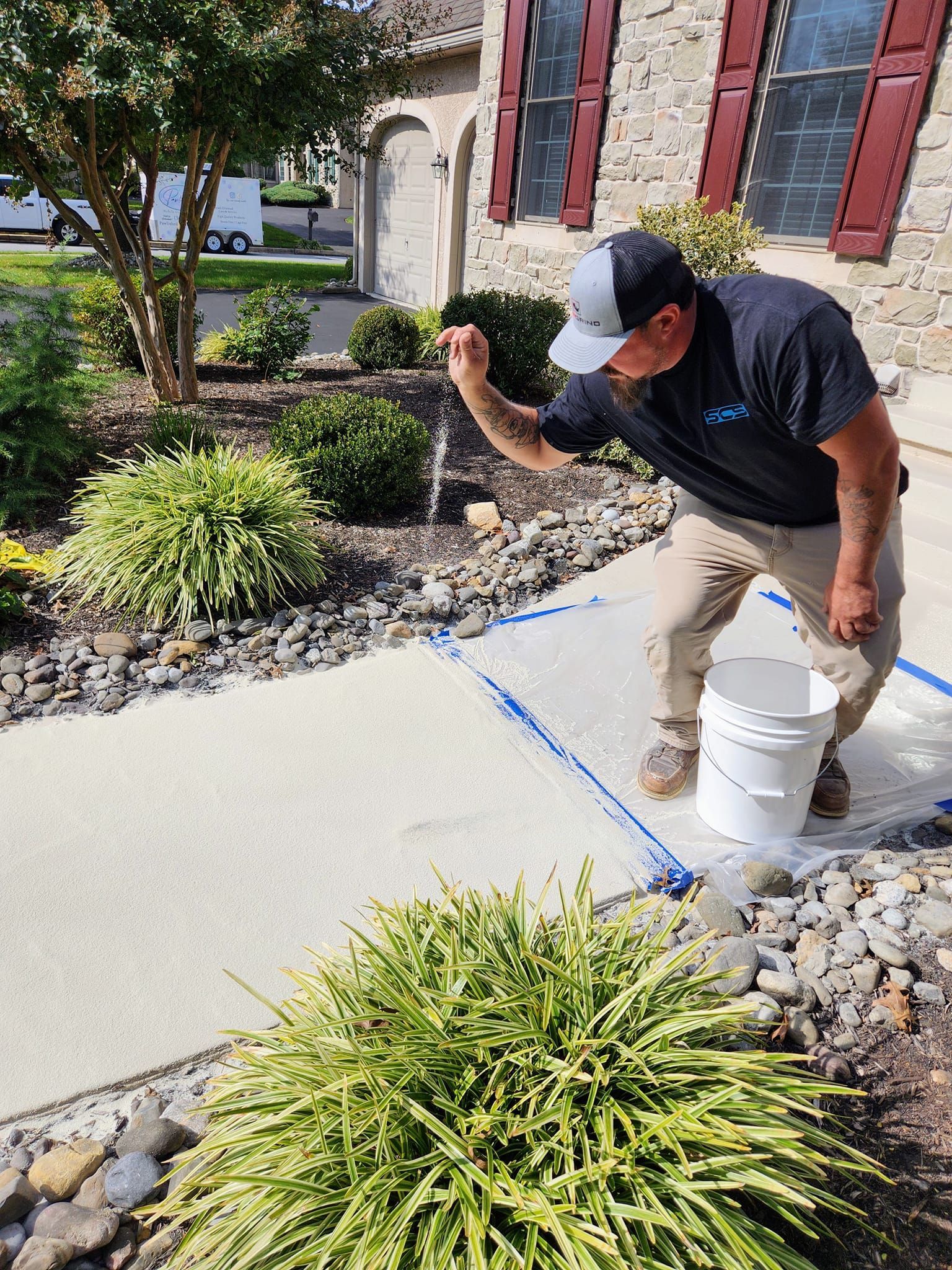 Quartz epoxy concrete coating