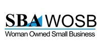 SBA WOSB logo with “Woman Owned Small Business” text in black, gray, and blue