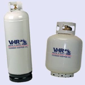 Two white propane tanks with 