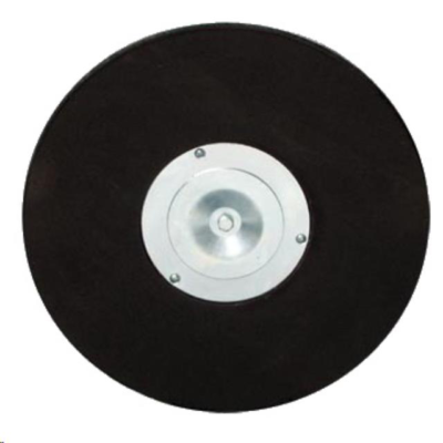 A round, black circular pad with a silver metal mounting plate secured by three screws in the center.