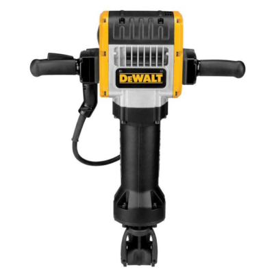 A yellow and black DeWalt electric jackhammer shown against a plain white background.