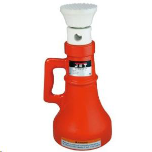 Orange JET mechanical screw jack with white lifting cap and handle.