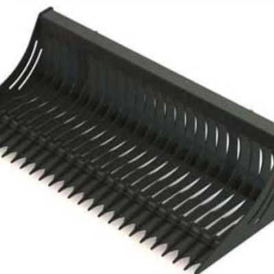 Black plastic fireplace grate with angled teeth.