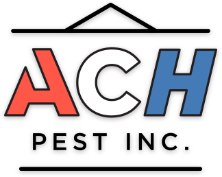 Logo for ACH Pest Inc. featuring the letters "ACH" in red, white, and blue, framed by black horizontal lines.