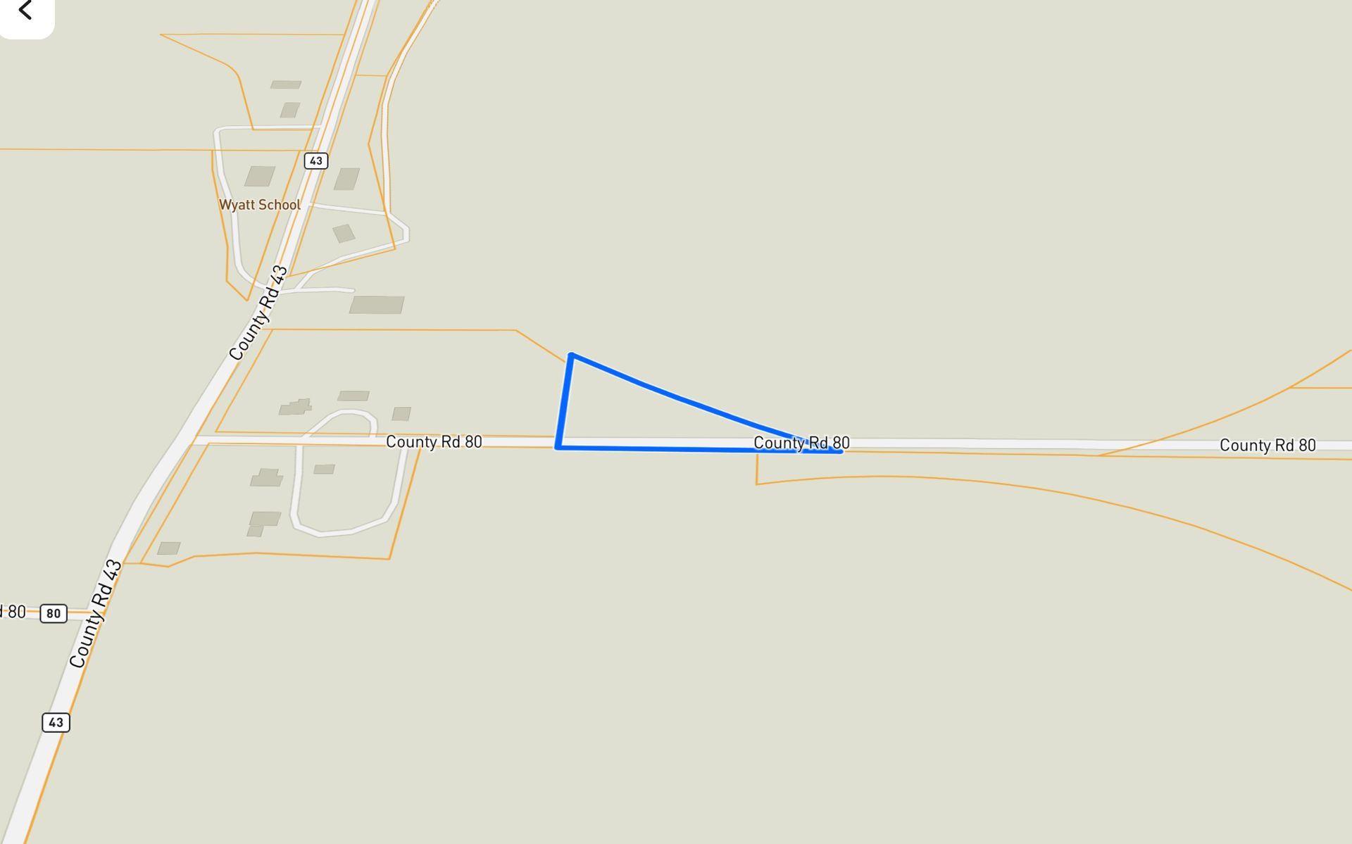 A map with a blue triangle in the middle of it.