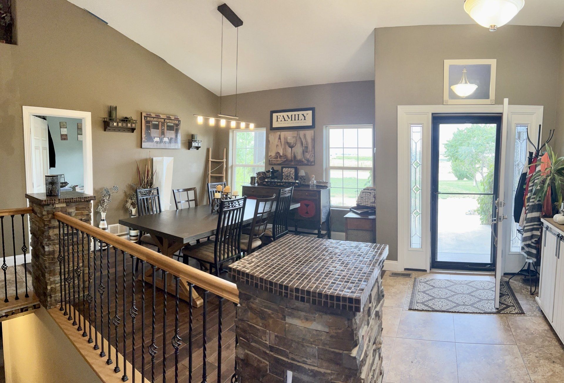 There is a large island in the middle of the room.