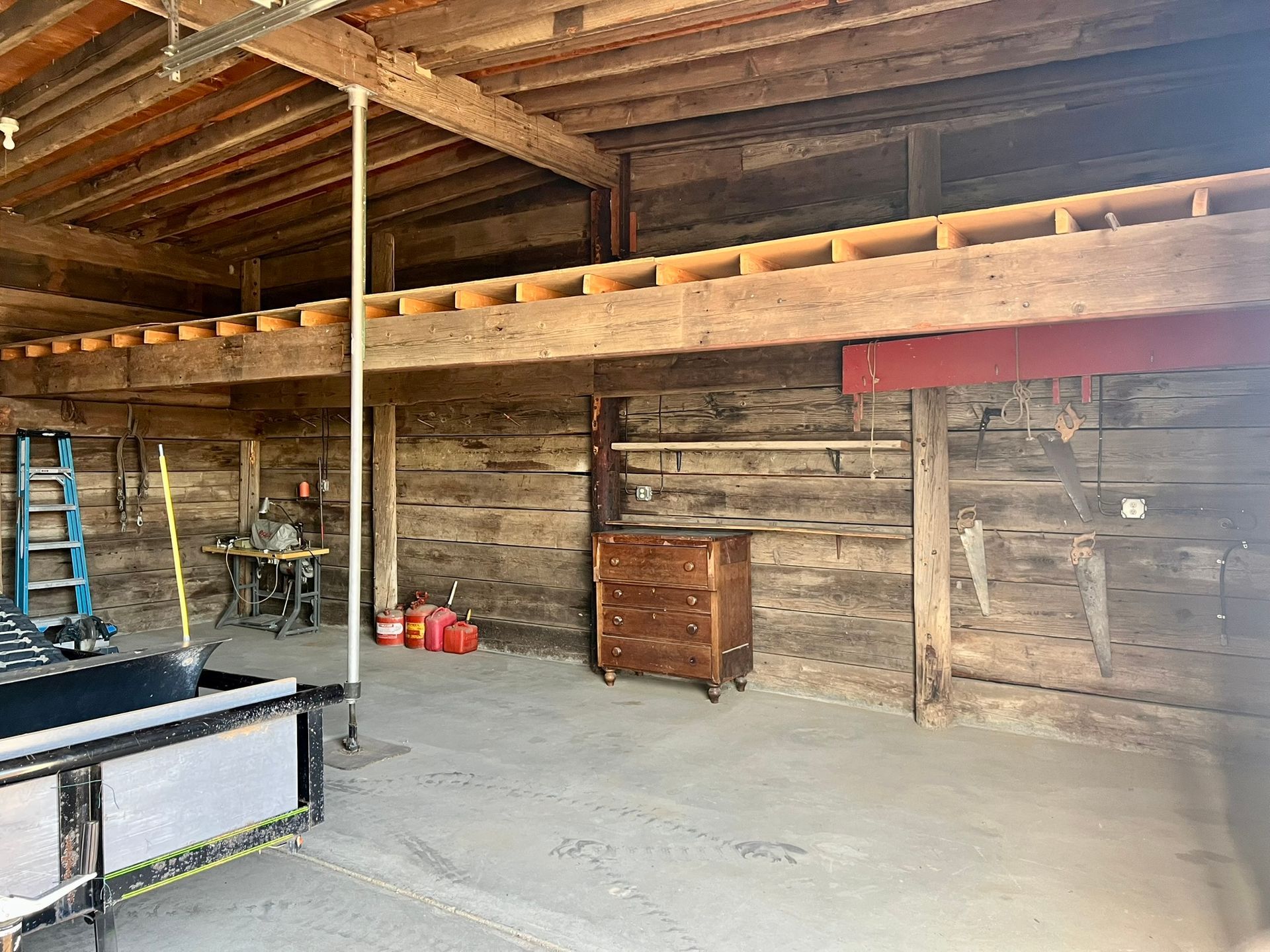 There is a ladder in the middle of the room.