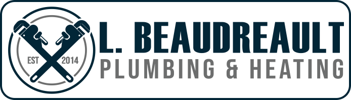 L. Beaubreault Plumbing & Heating logo with crossed wrench and pipe icon in blue and black