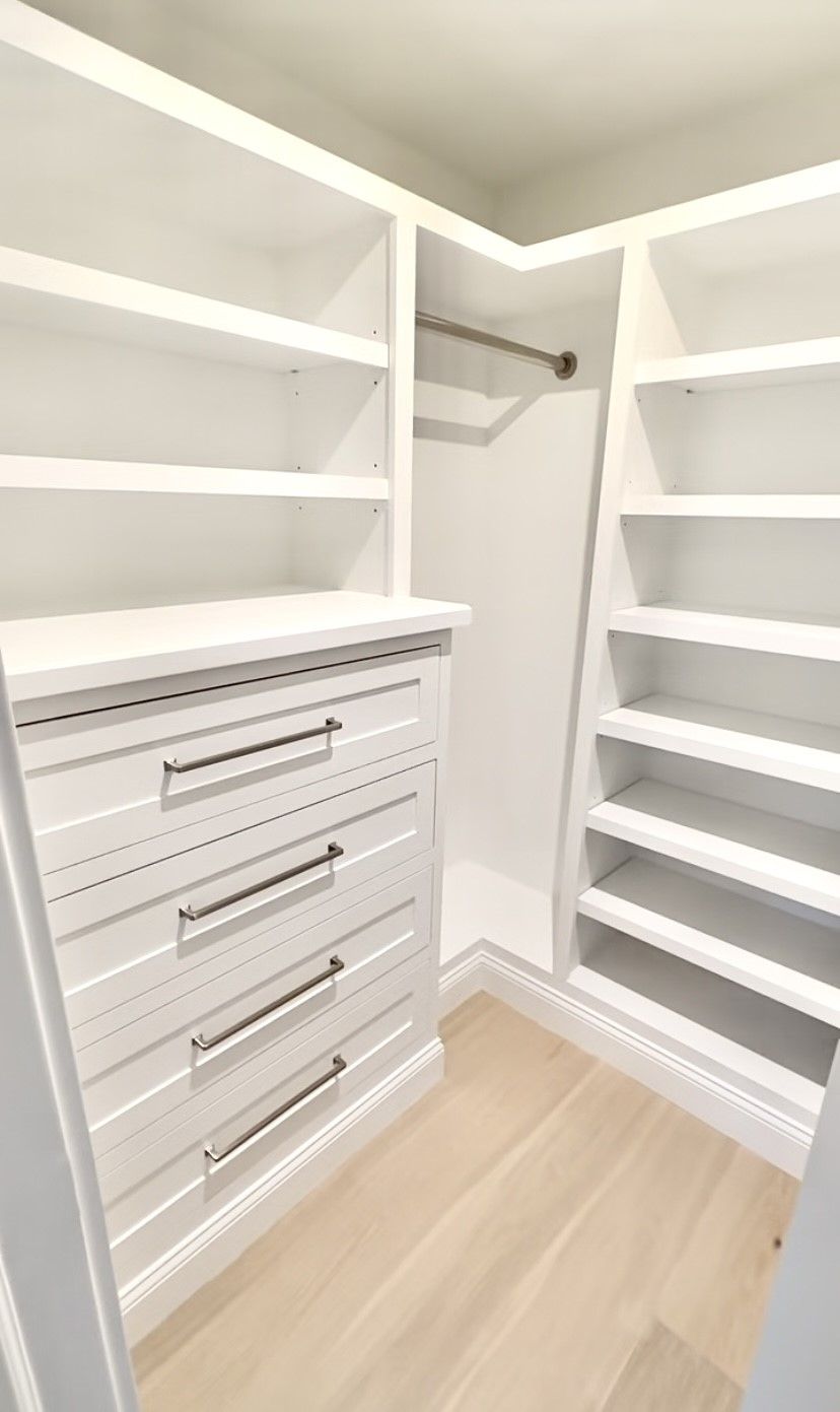 white drawers for walk-in closet