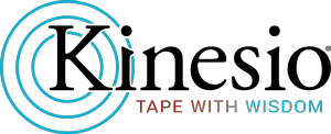 The logo for kinesio tape with wisdom is shown on a white background.
