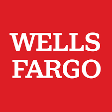 Wells Fargo logo: White text on a red background.