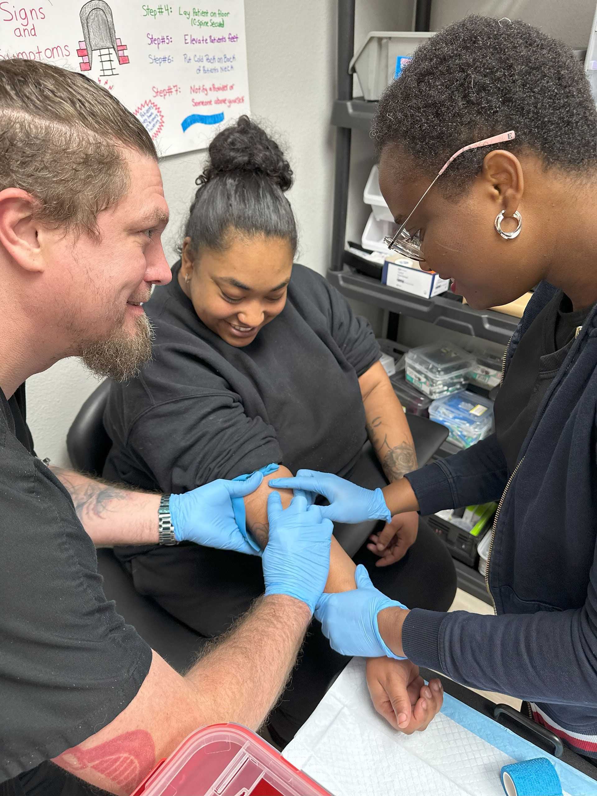 Two man finding visible blood vessels