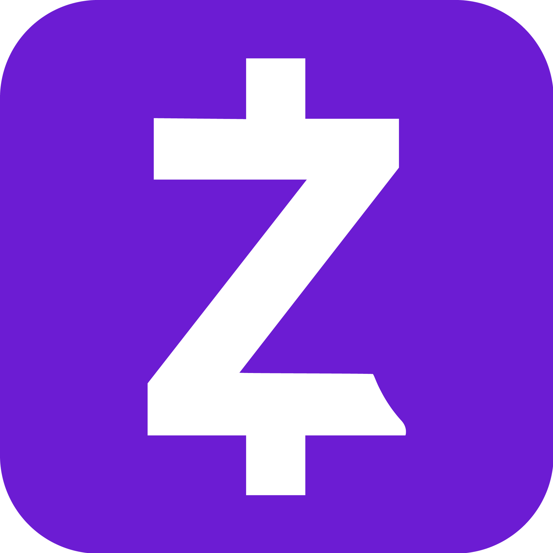 A purple square with a white letter z inside of it