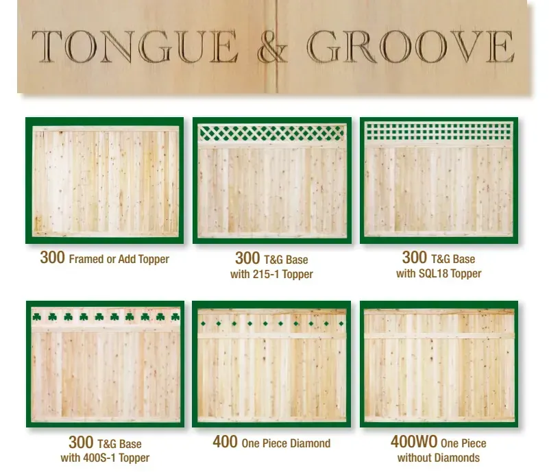 Six wood panel designs with 