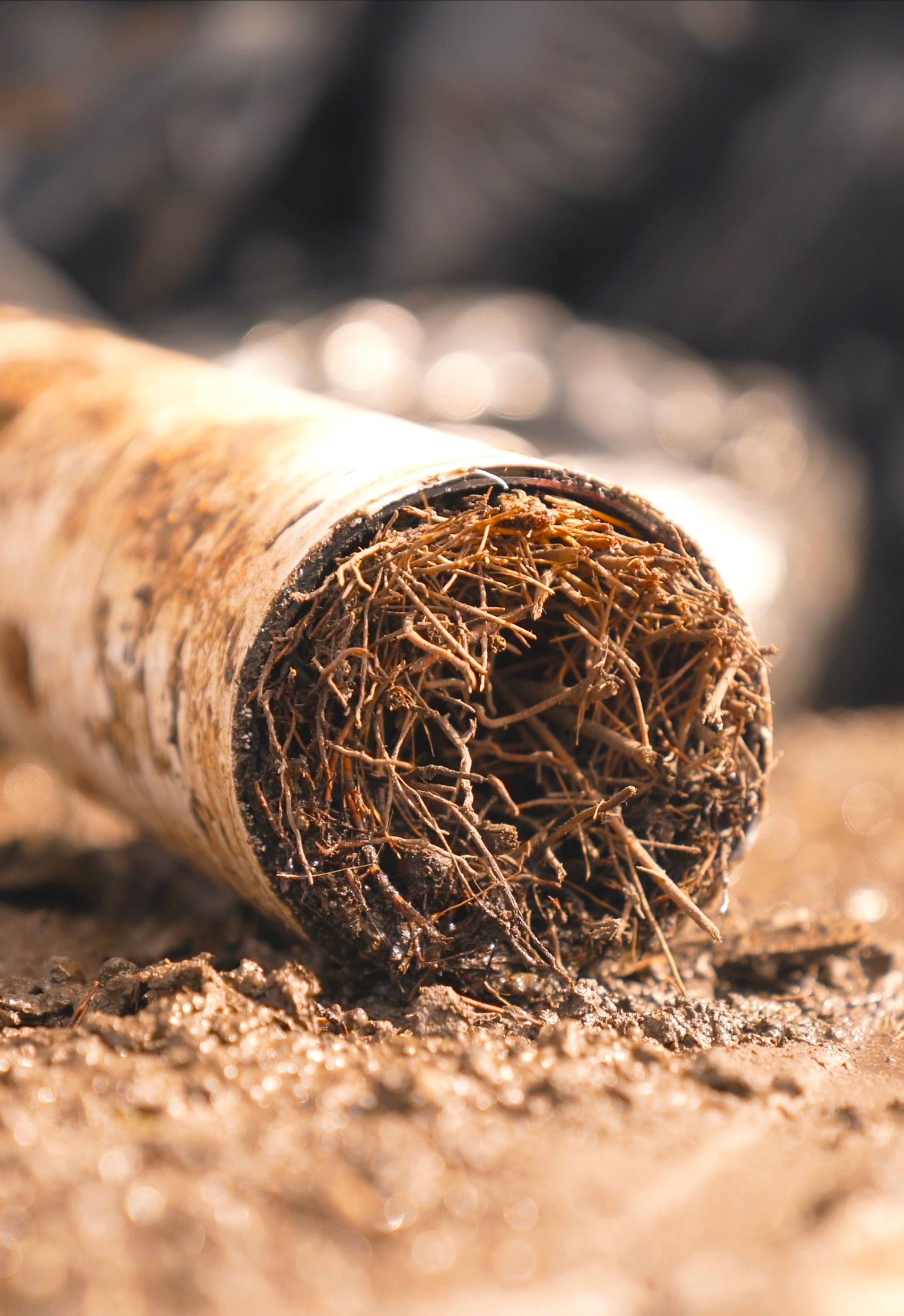 Roots inside a pipe.