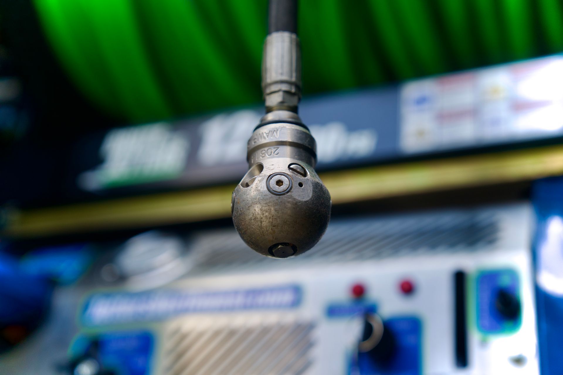 A close up of a microphone sitting on top of a table.