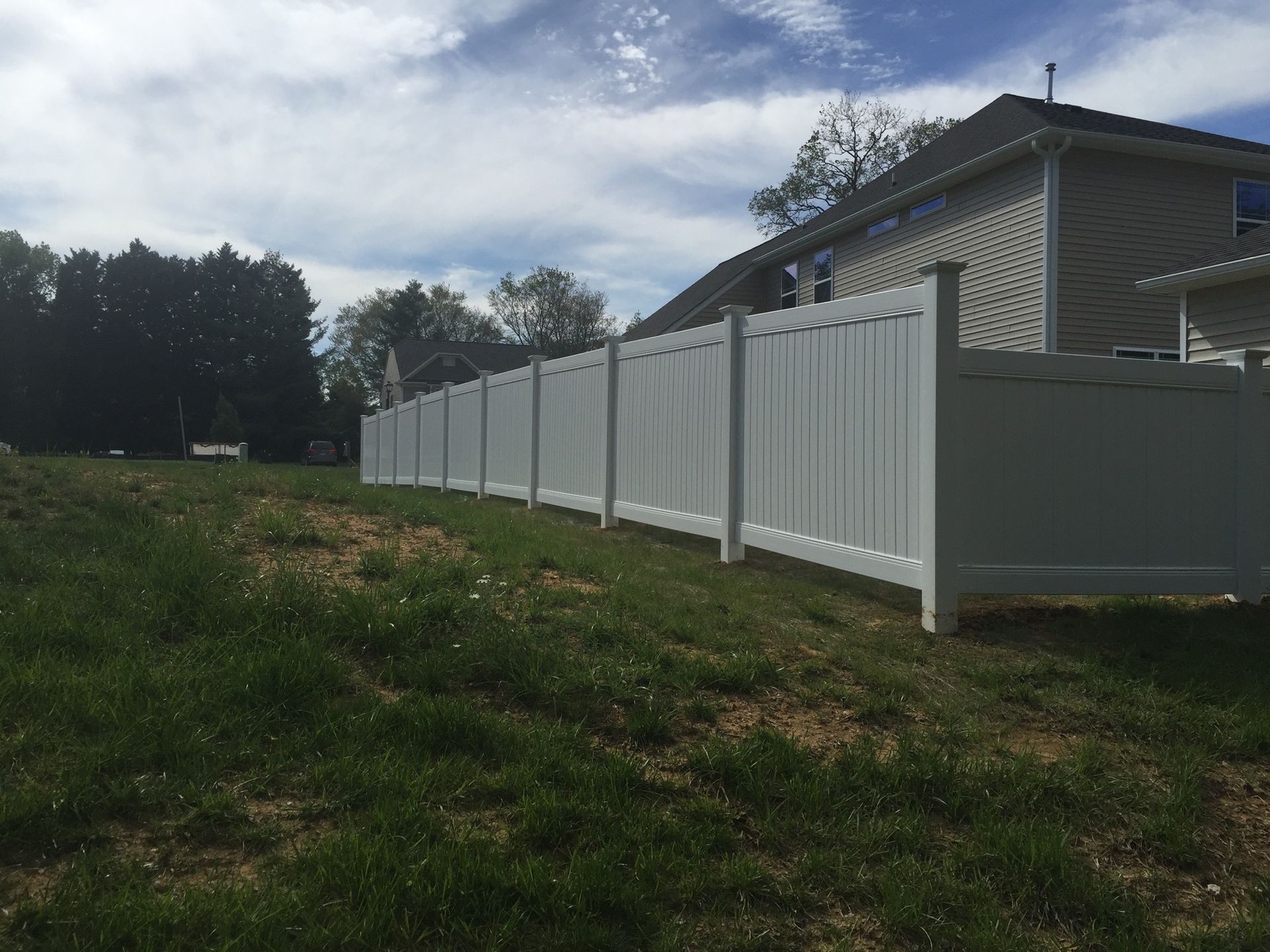 Residential home vinyl fence