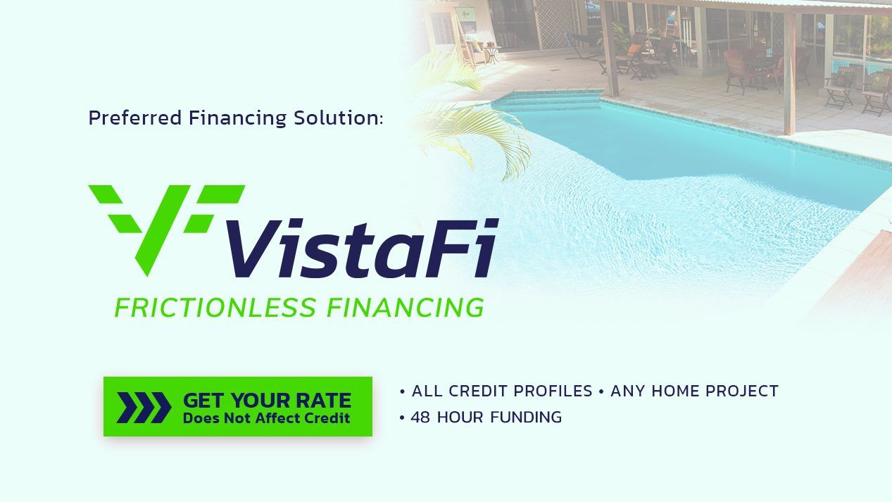 VistaFi logo with pool background, promoting home project financing. 