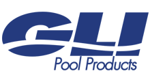 Logo for GLI Pool Products. Blue text: