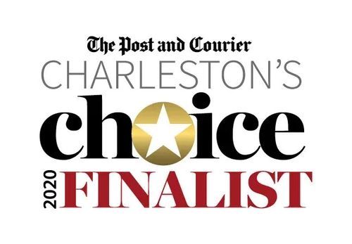 The Post and Courier Charleston’s Choice 2020 finalist logo with gold star and red “FINALIST” text.
