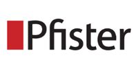 Pfister logo with a red square icon and black wordmark on a white background