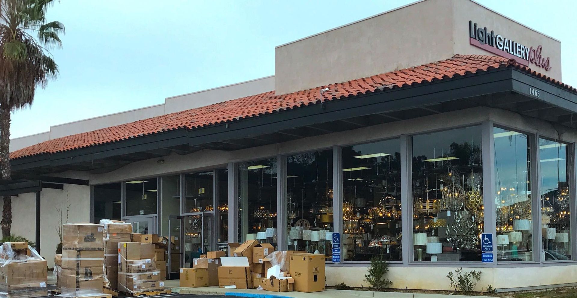 A store with a lot of boxes in front of it