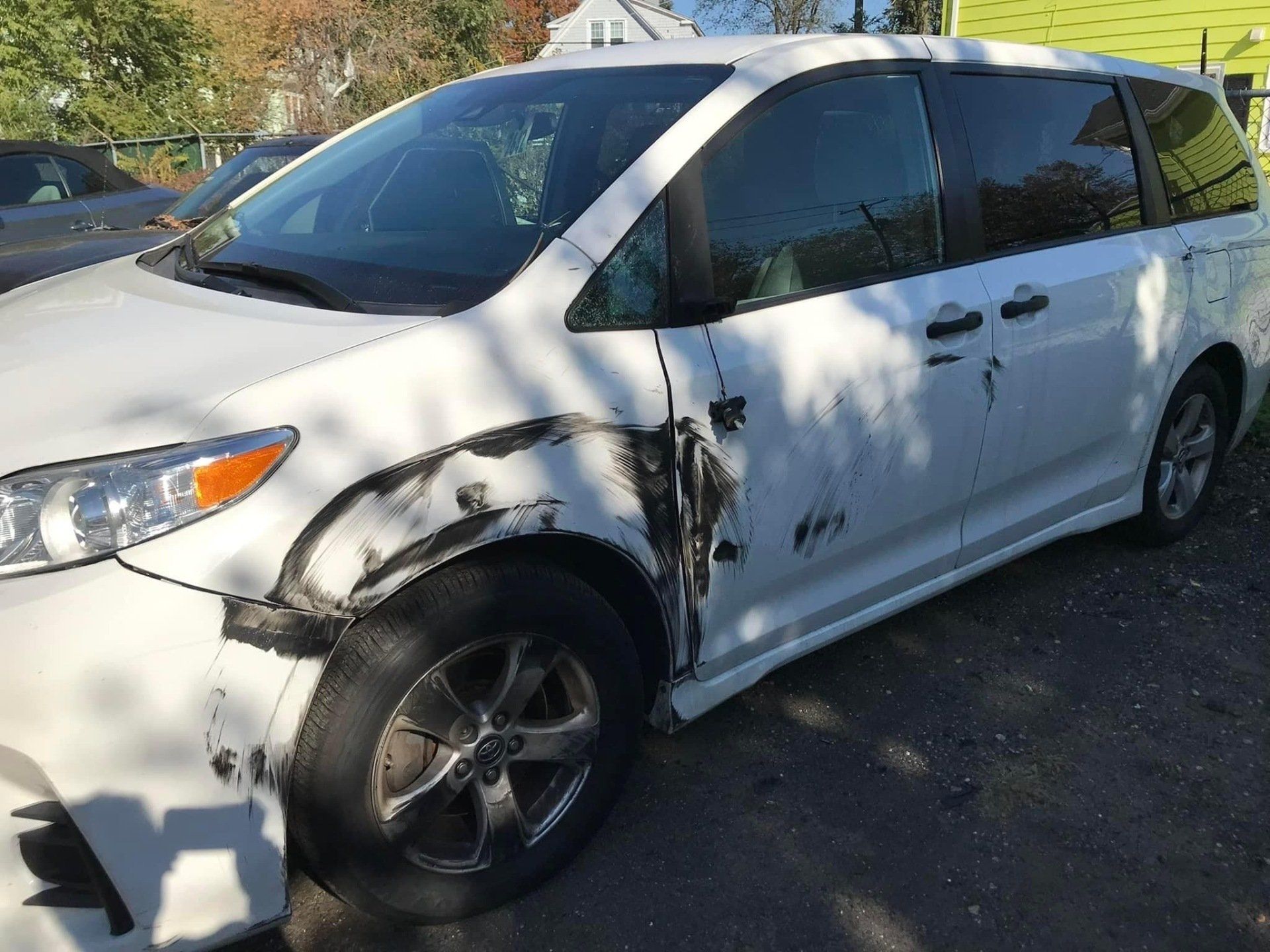 Front side car collision damage