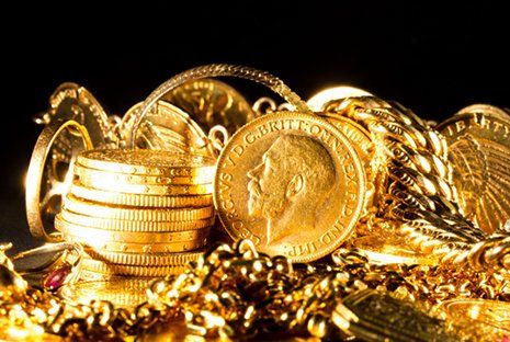 Gold jewelries and coins