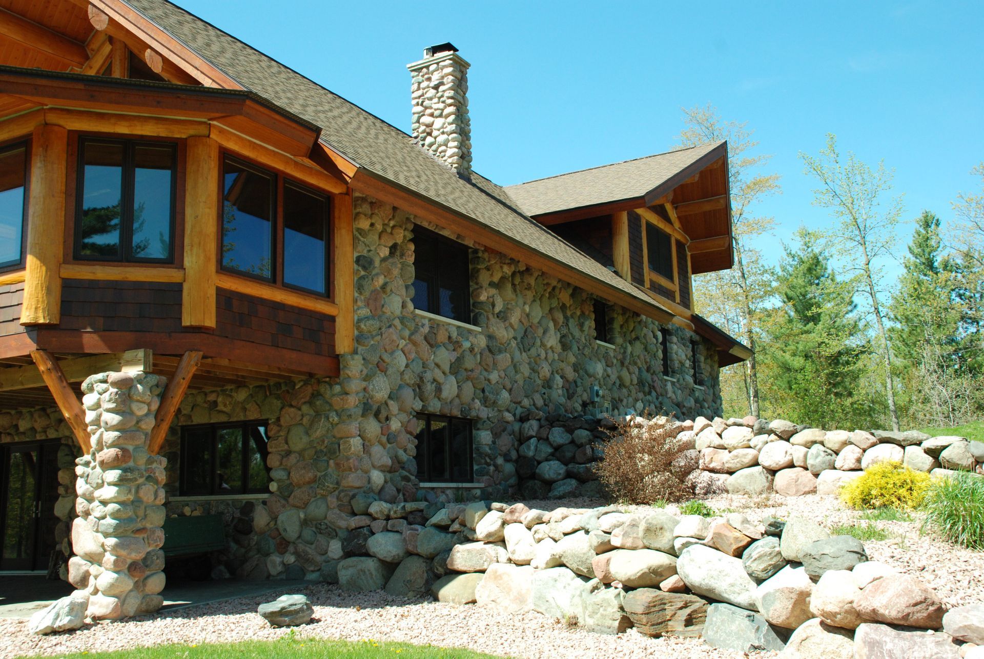 Stone work on home exterior