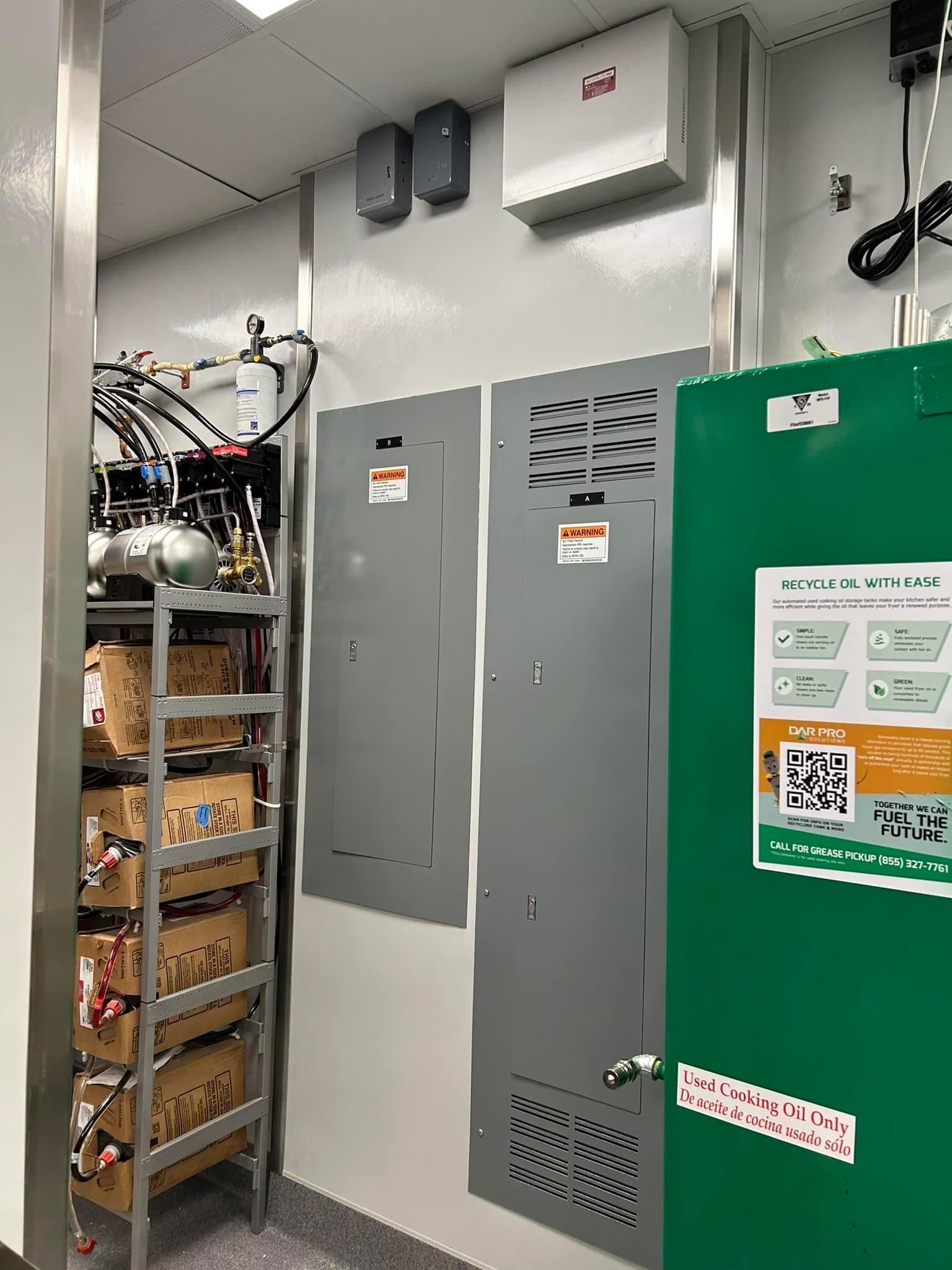 a room with a lot of electrical equipment on the wall