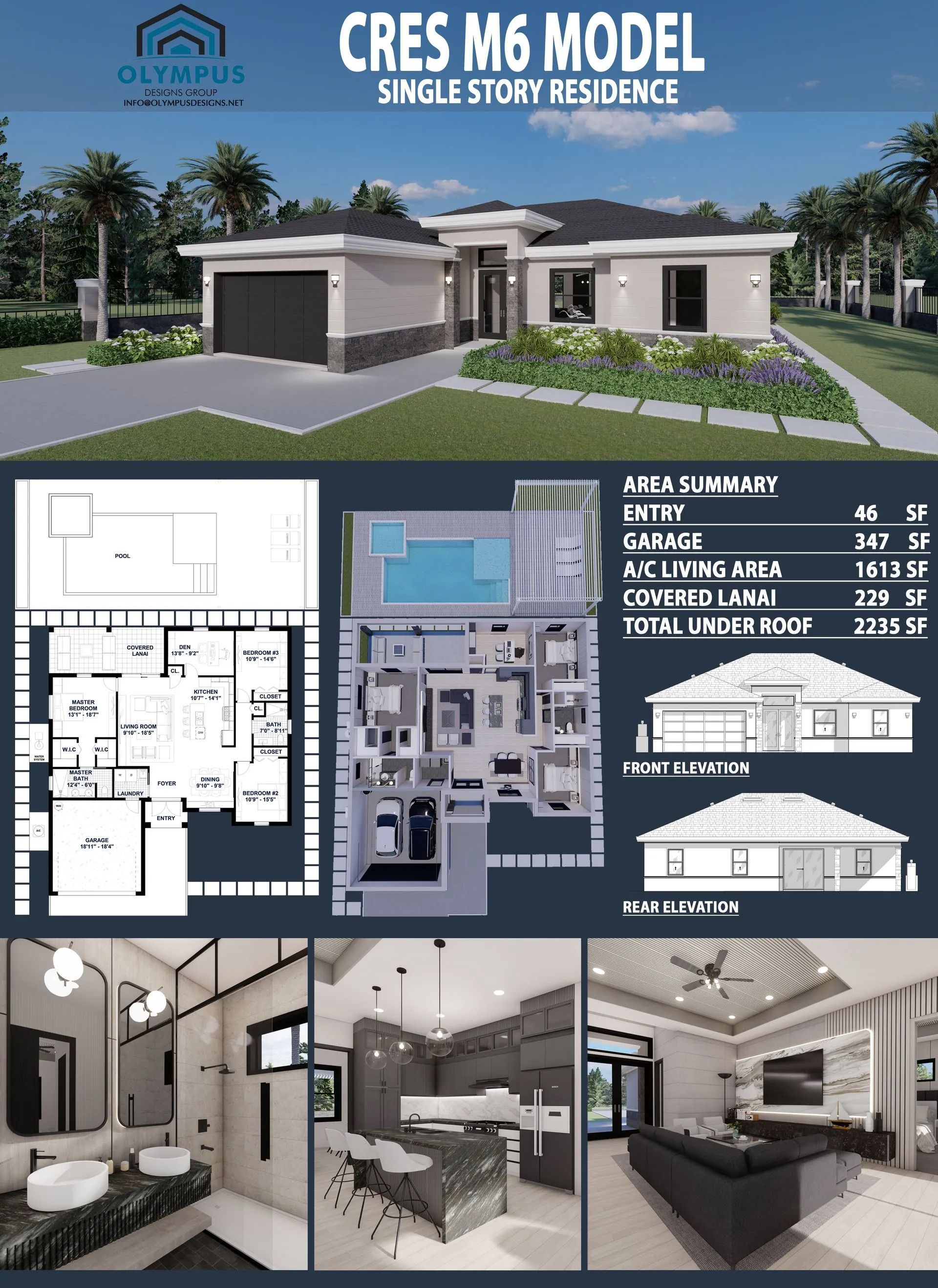 Brochure for CRES M6 MODEL single-story residences. 