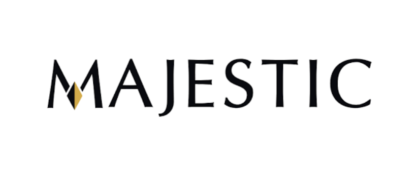 MAJESTIC logo in black text with a gold accent on the M