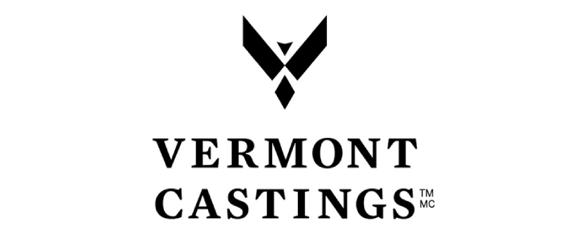 Vermont Castings logo in black with stylized V icon above the brand name