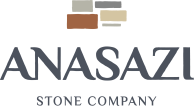 A logo for anasazi stone company with a picture of bricks on it.
