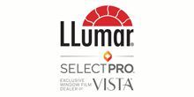 Llumar Select Pro logo with a red sun, black text, and the word 