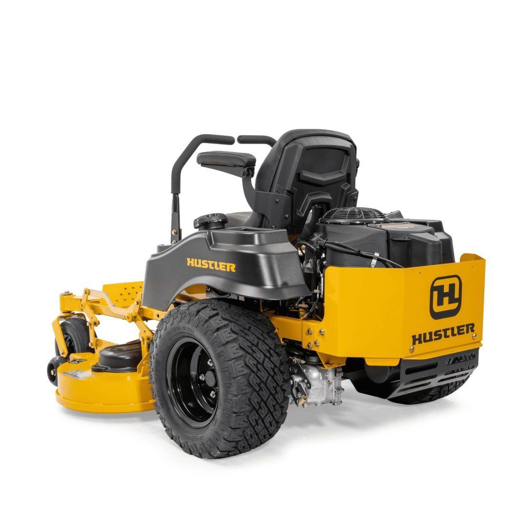 Yellow and black Husqvarna riding lawn mower on a white background