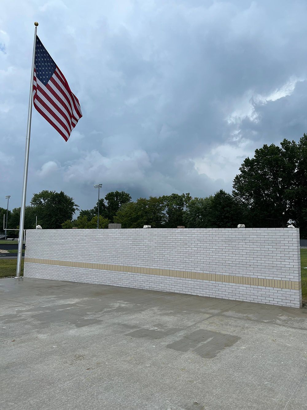 US flag and wall masonry