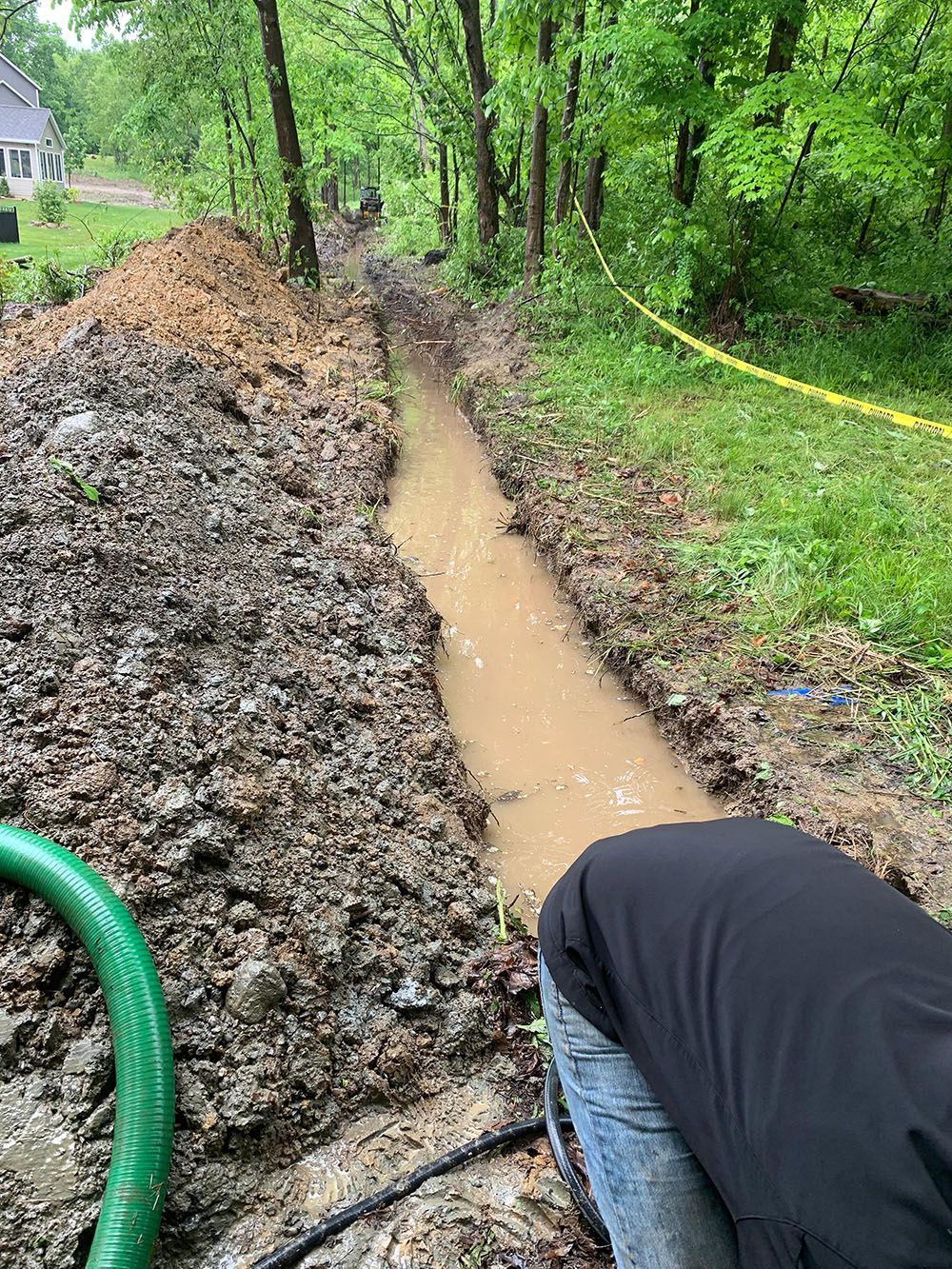 Water in digged area for pipelines