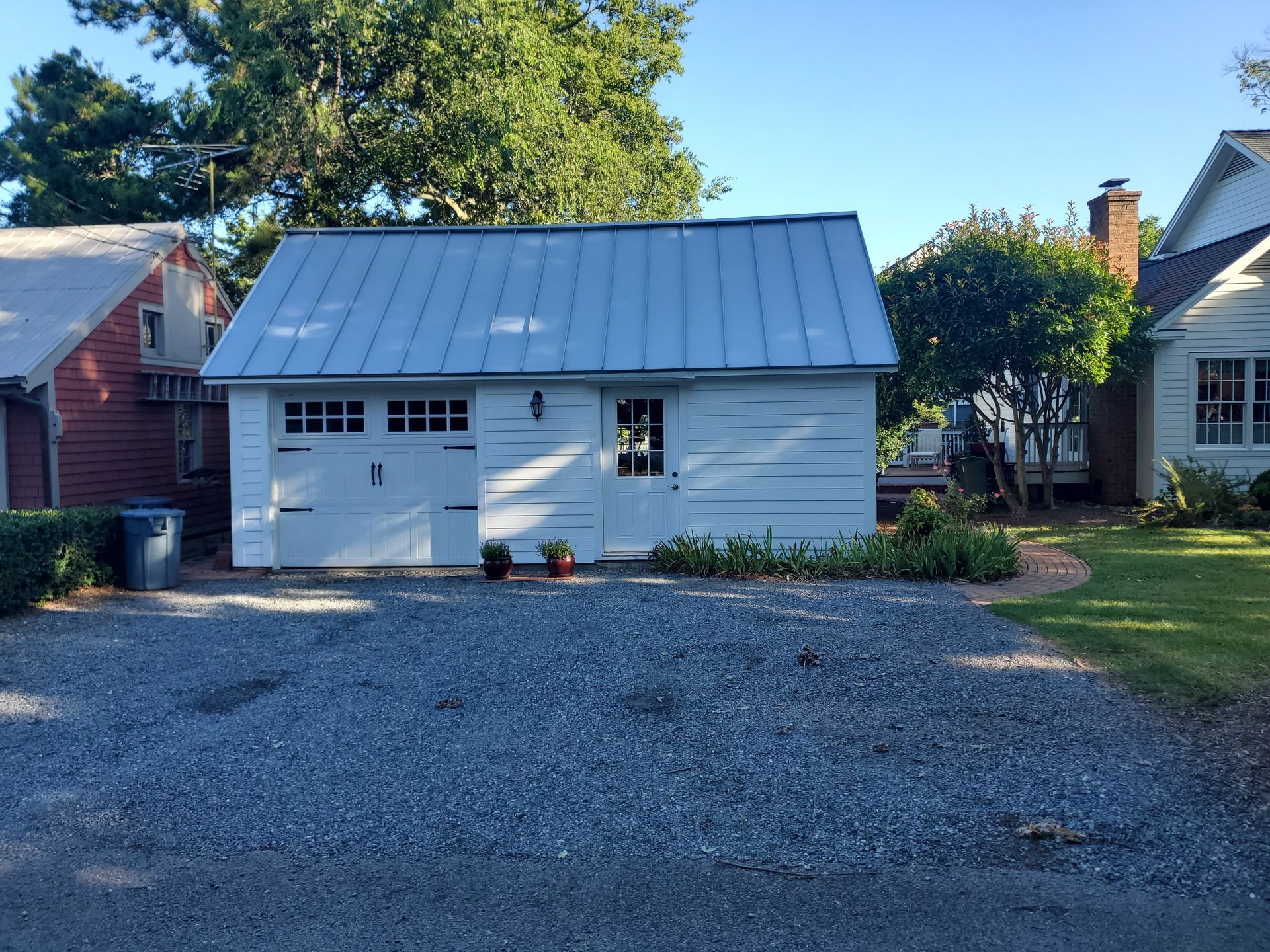 A garage with a high-quality, professionally executed white paint finish