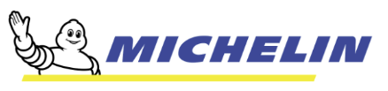 Michelin logo: White Michelin Man waving next to the word