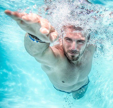 Man swimming underwater