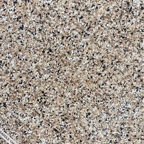 A close up of a brown and white granite counter top.