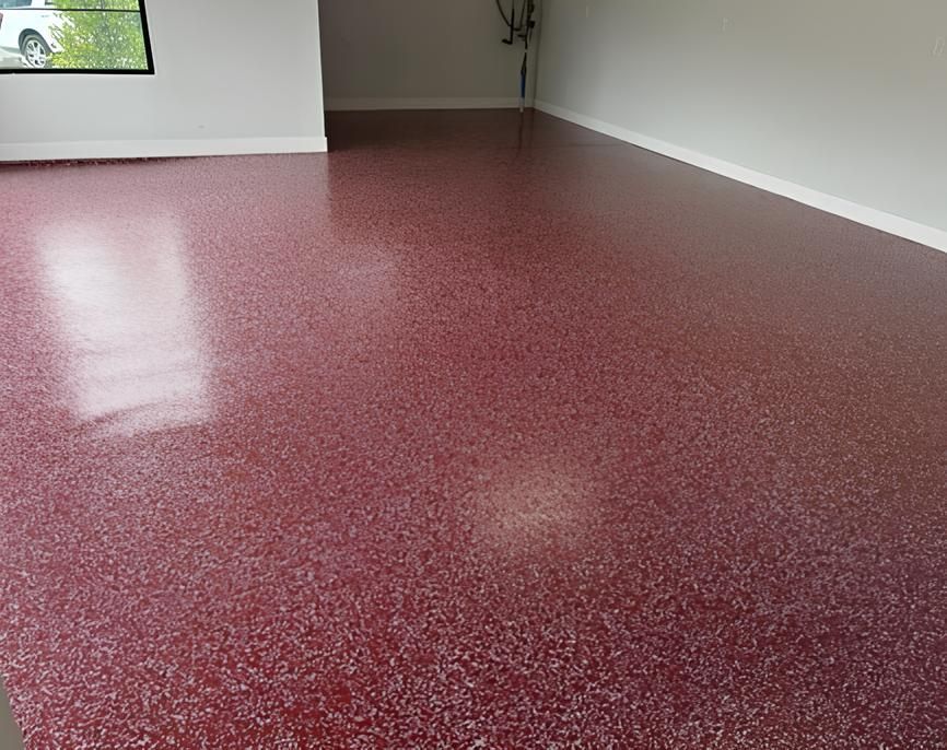 A red colored epoxy floor.